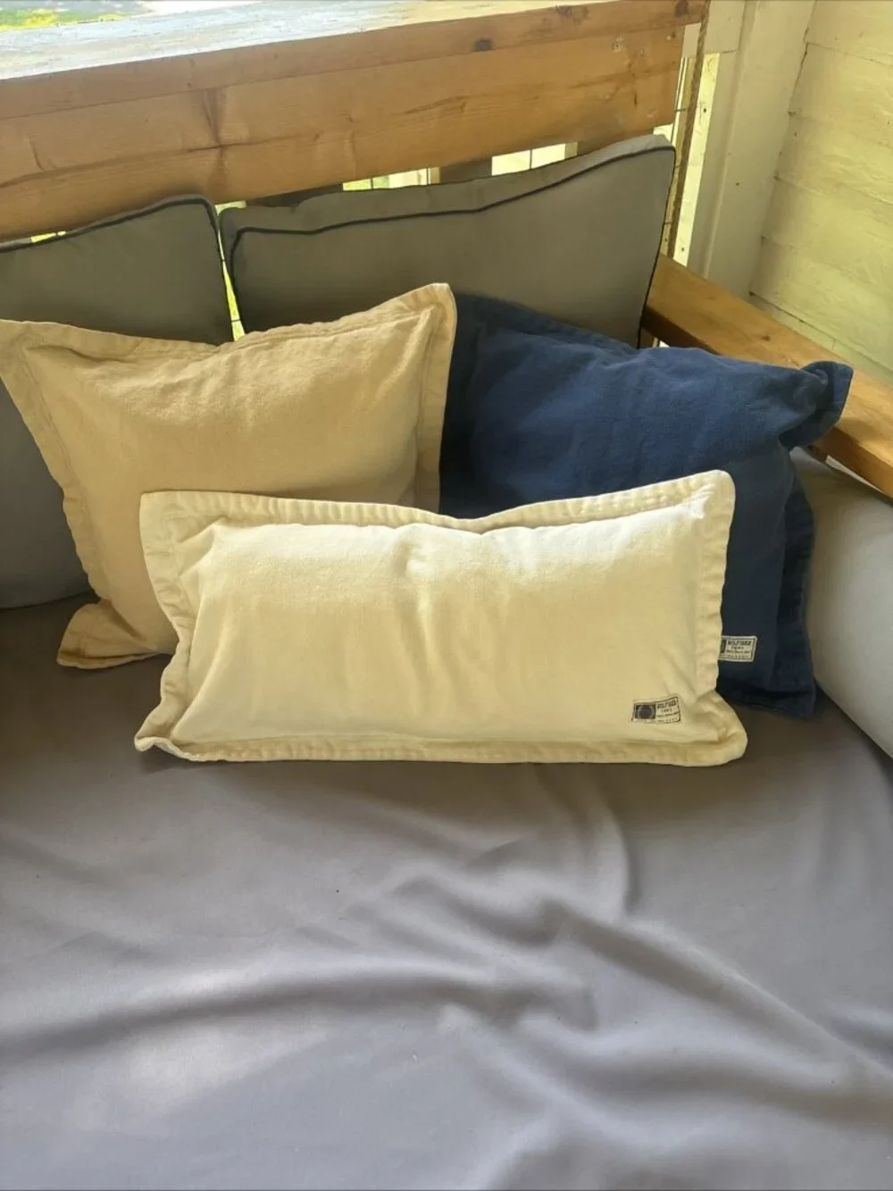 Tommy Hilfiger Rectangle & Square Zippered Khaki Throw Pillow Covers 100% Cotton